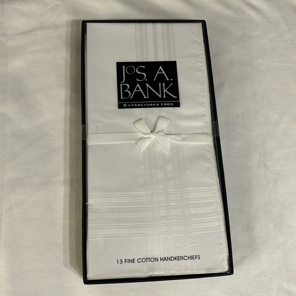 JoS A Bank White Cotton Handkerchiefs